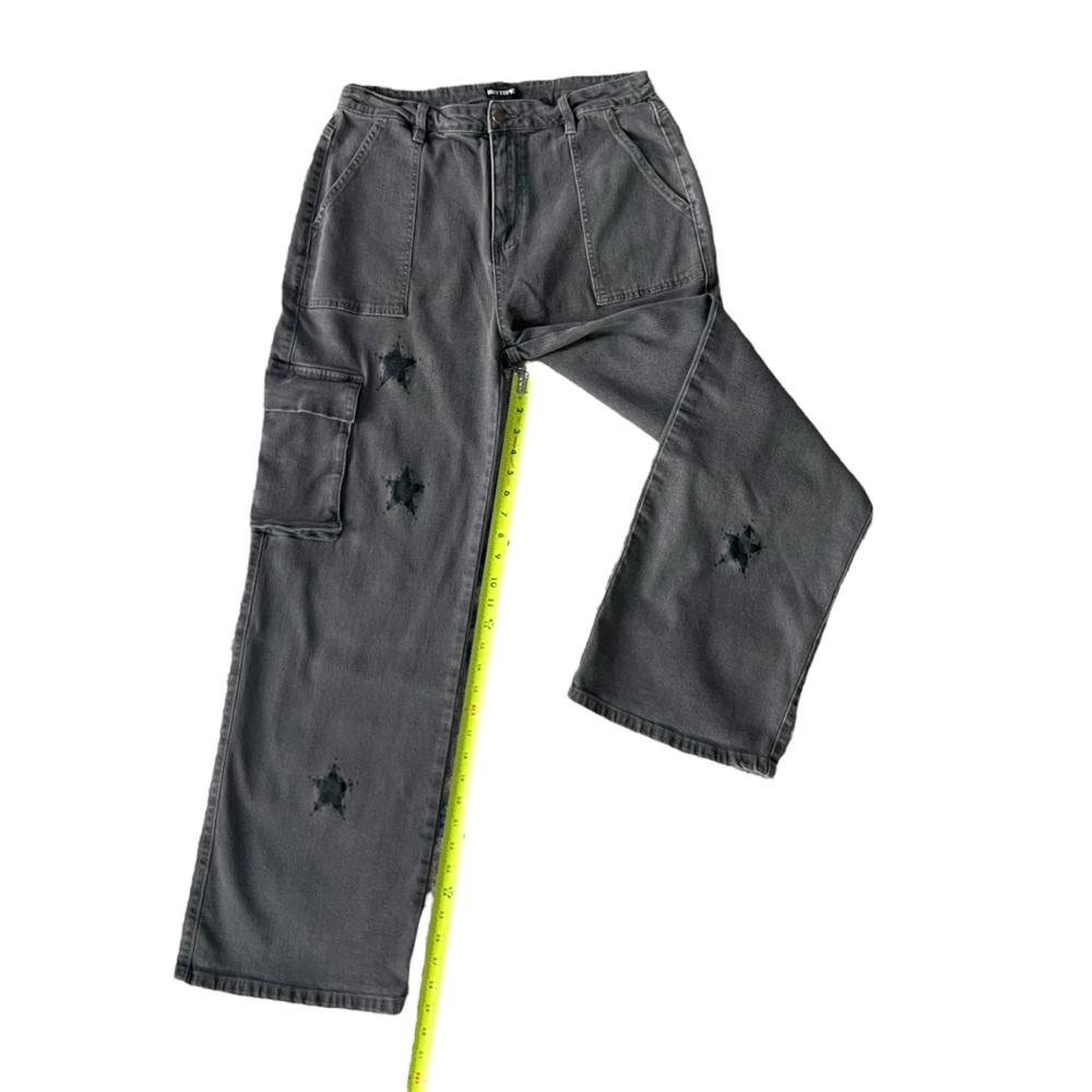 Hot Topic Gray Star Cargo Pants Womens 13 Grunge 90s Y2K Inspired High Rise - Picture 11 of 13